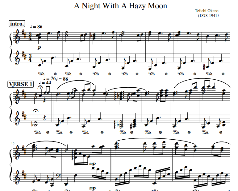 Teiichi Okano - A Night With A Hazy Moon for piano